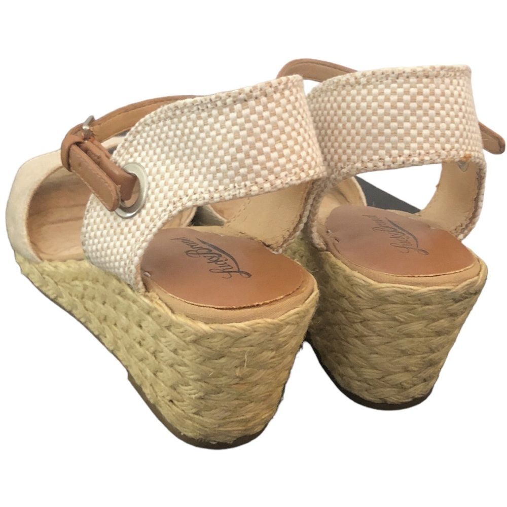 Lucky Brand Women’s Wedge Sandals Size 9 Beige Espadrille Ankle Strap Peep Toe - Picture 5 of 13